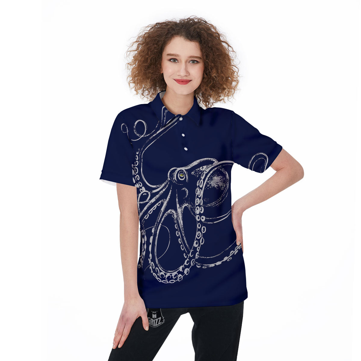 Octopus Tentacles Print Women's Golf Shirts-grizzshop