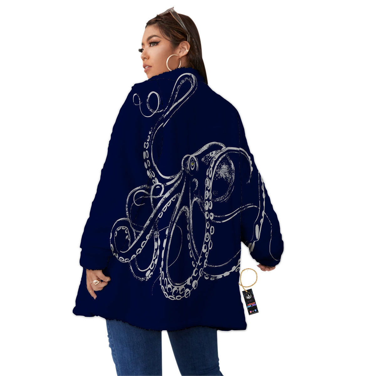 Octopus Tentacles Print Women's Sherpa Jacket-grizzshop