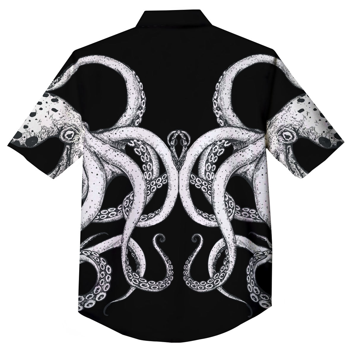 Octopus Tentacles White And Black Print Button Up Shirt-grizzshop