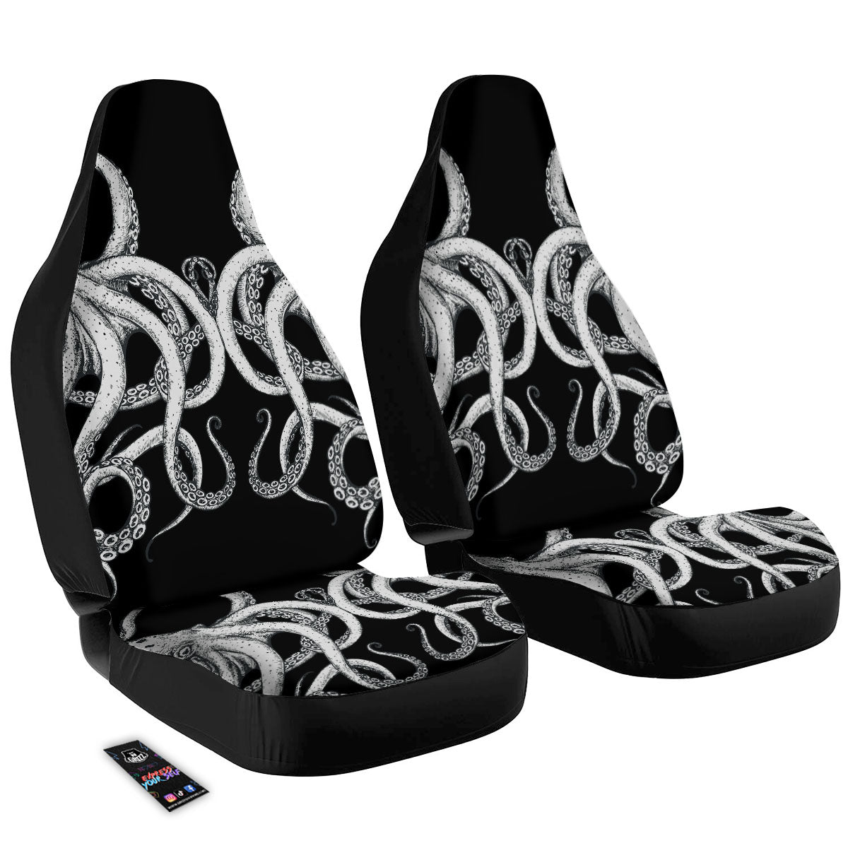 Octopus Tentacles White And Black Print Car Seat Covers-grizzshop