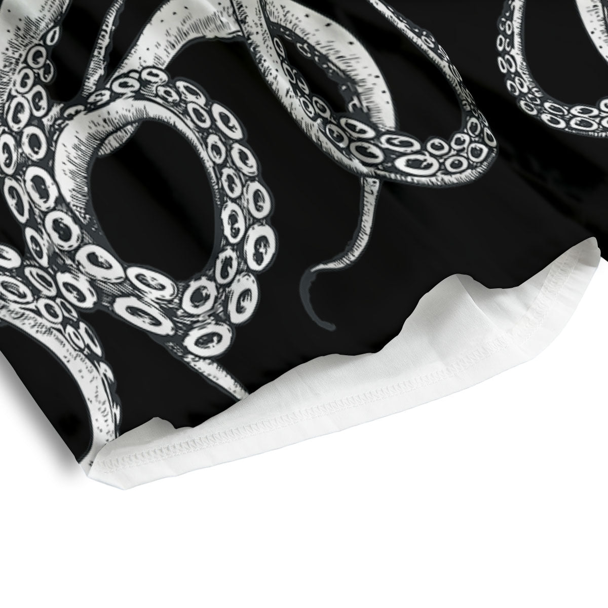 Octopus Tentacles White And Black Print Men's Athletic Shorts