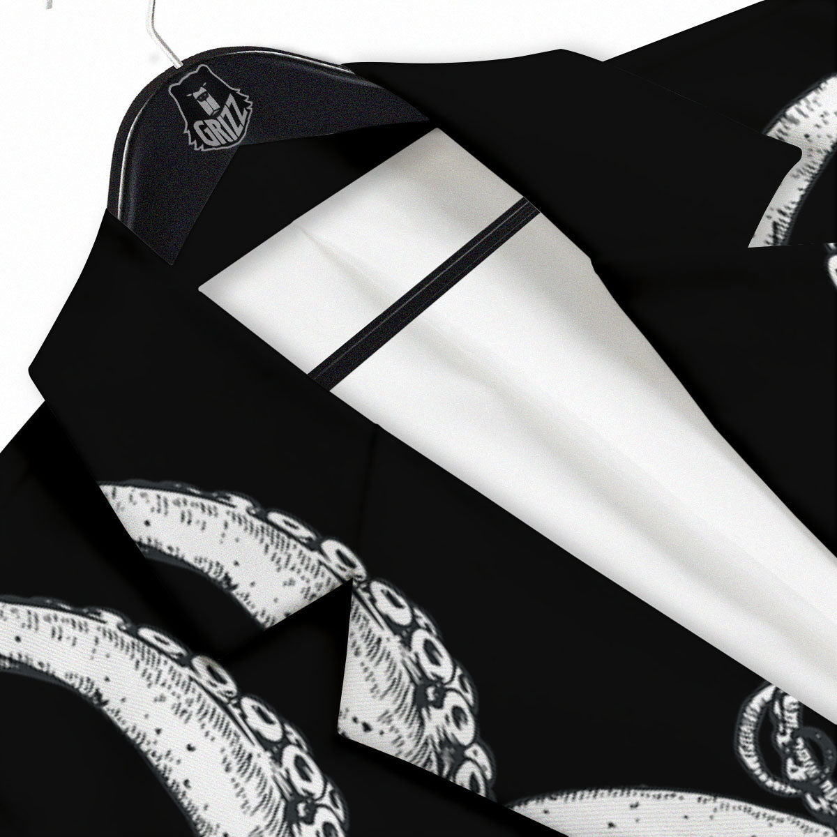 Octopus Tentacles White And Black Print Men's Sport Coat-grizzshop