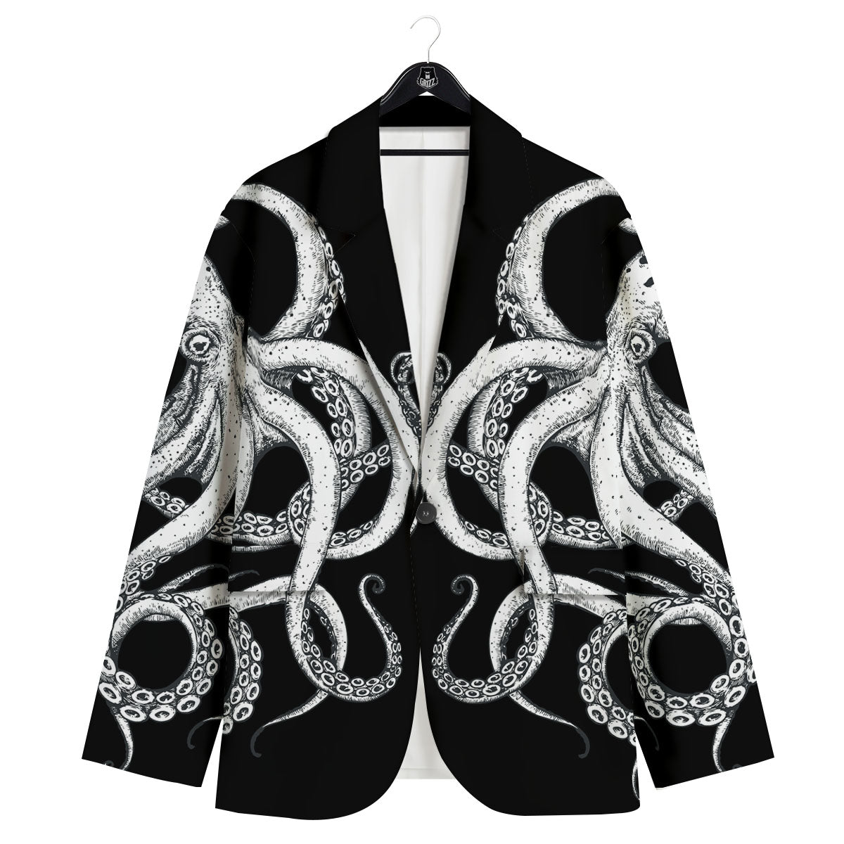 Octopus Tentacles White And Black Print Men's Sport Coat-grizzshop