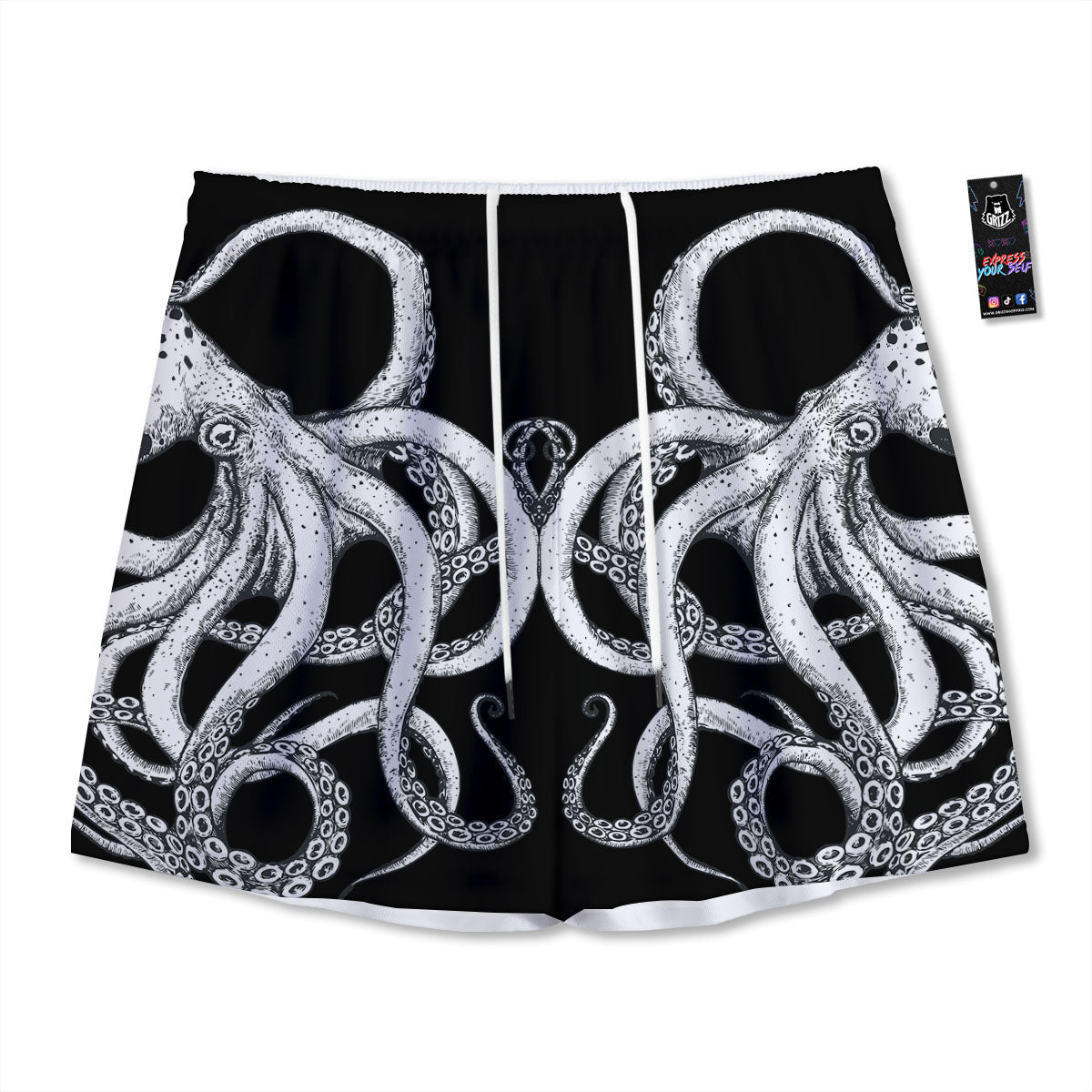 Palm Leaf Dark Tropical Print Pattern Mesh Shorts
