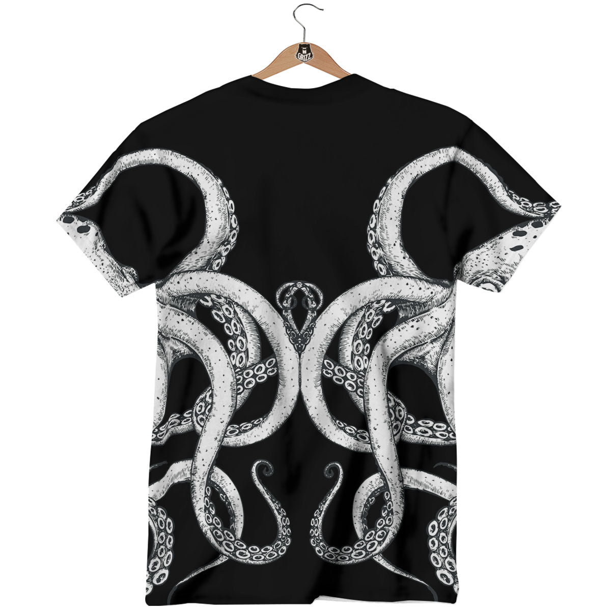 Octopus Tentacles White And Black Print T-Shirt-grizzshop