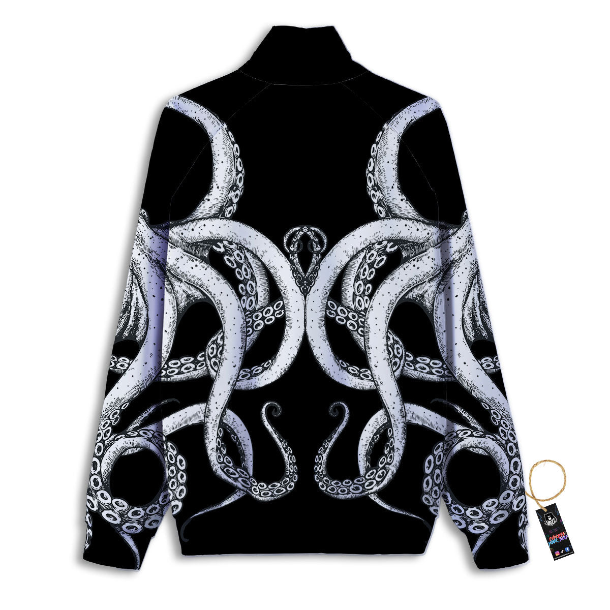 Octopus Tentacles White And Black Print Track Jacket-grizzshop
