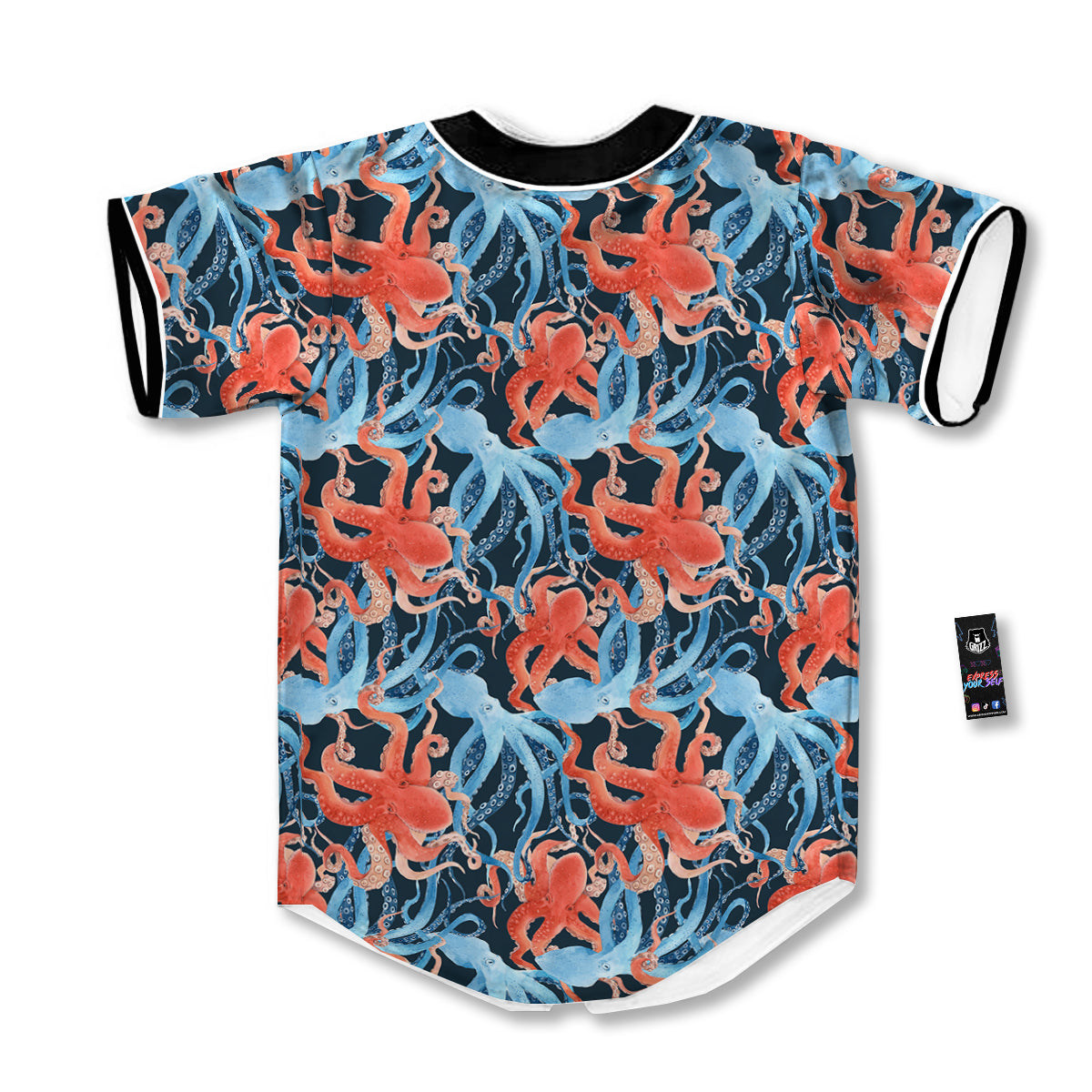 Octopus Watercolor Print Pattern Baseball Jersey-grizzshop