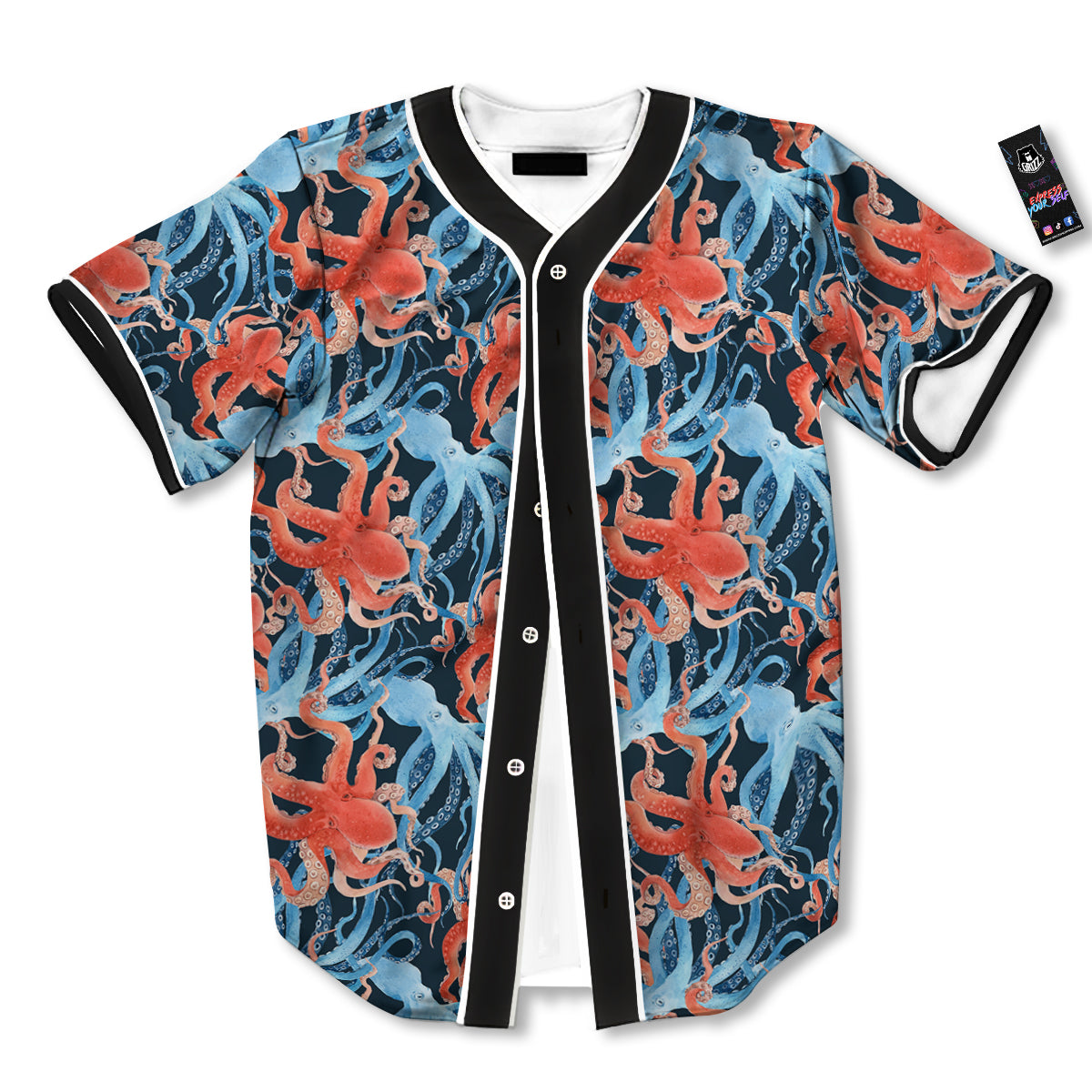 Octopus Watercolor Print Pattern Baseball Jersey-grizzshop