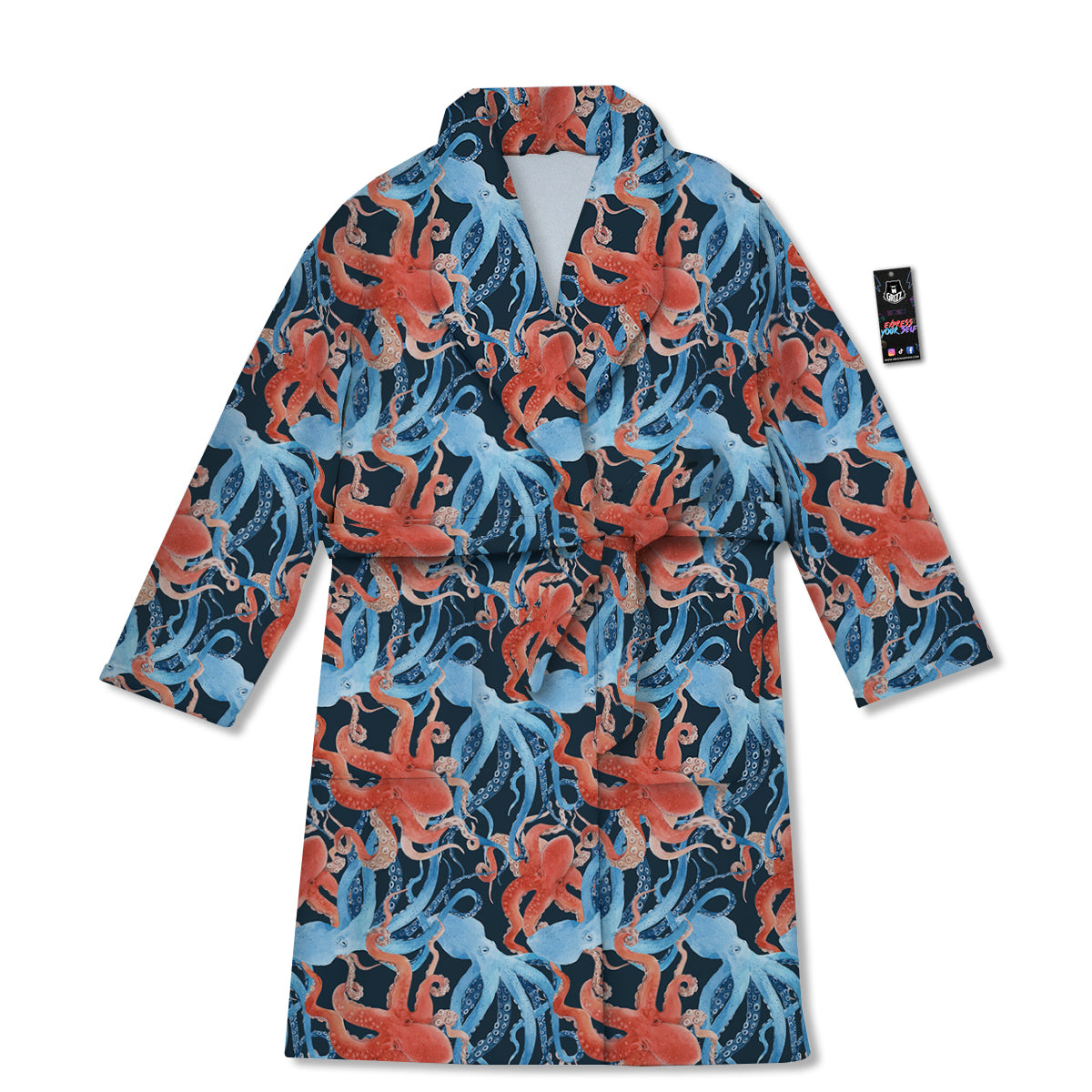 Octopus Watercolor Print Pattern Bathrobe-grizzshop