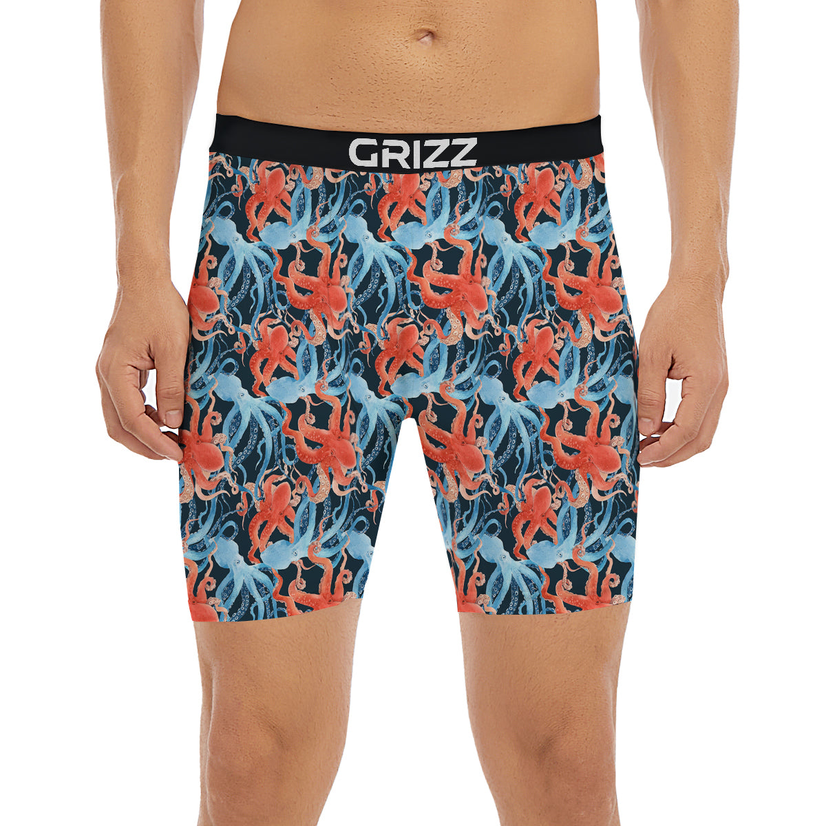 Octopus Watercolor Print Pattern Boxer Briefs-grizzshop