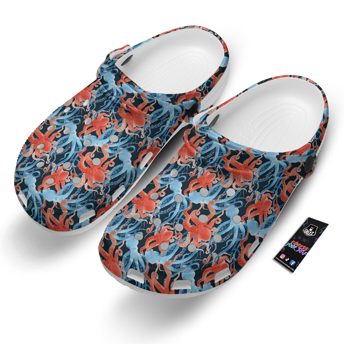 Octopus Watercolor Print Pattern Clog-grizzshop
