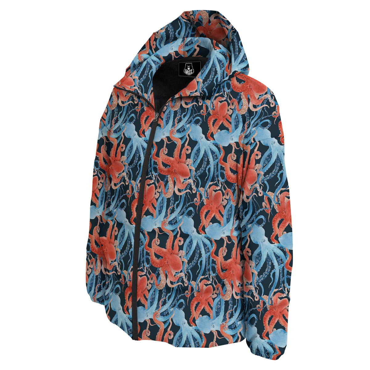 Octopus Watercolor Print Pattern Down Jacket-grizzshop