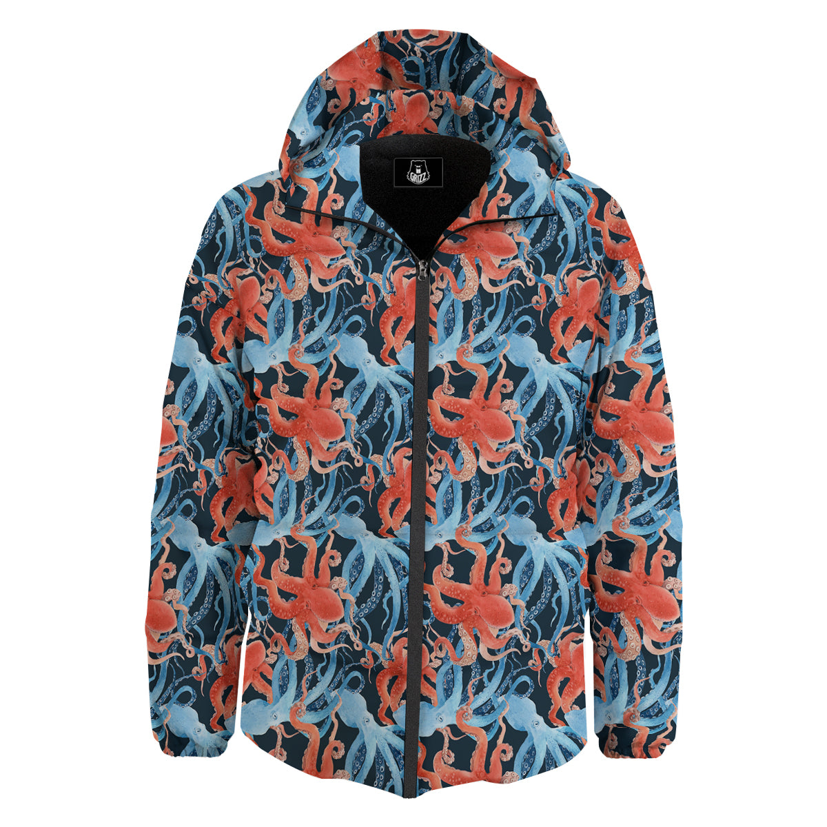 Octopus Watercolor Print Pattern Down Jacket-grizzshop