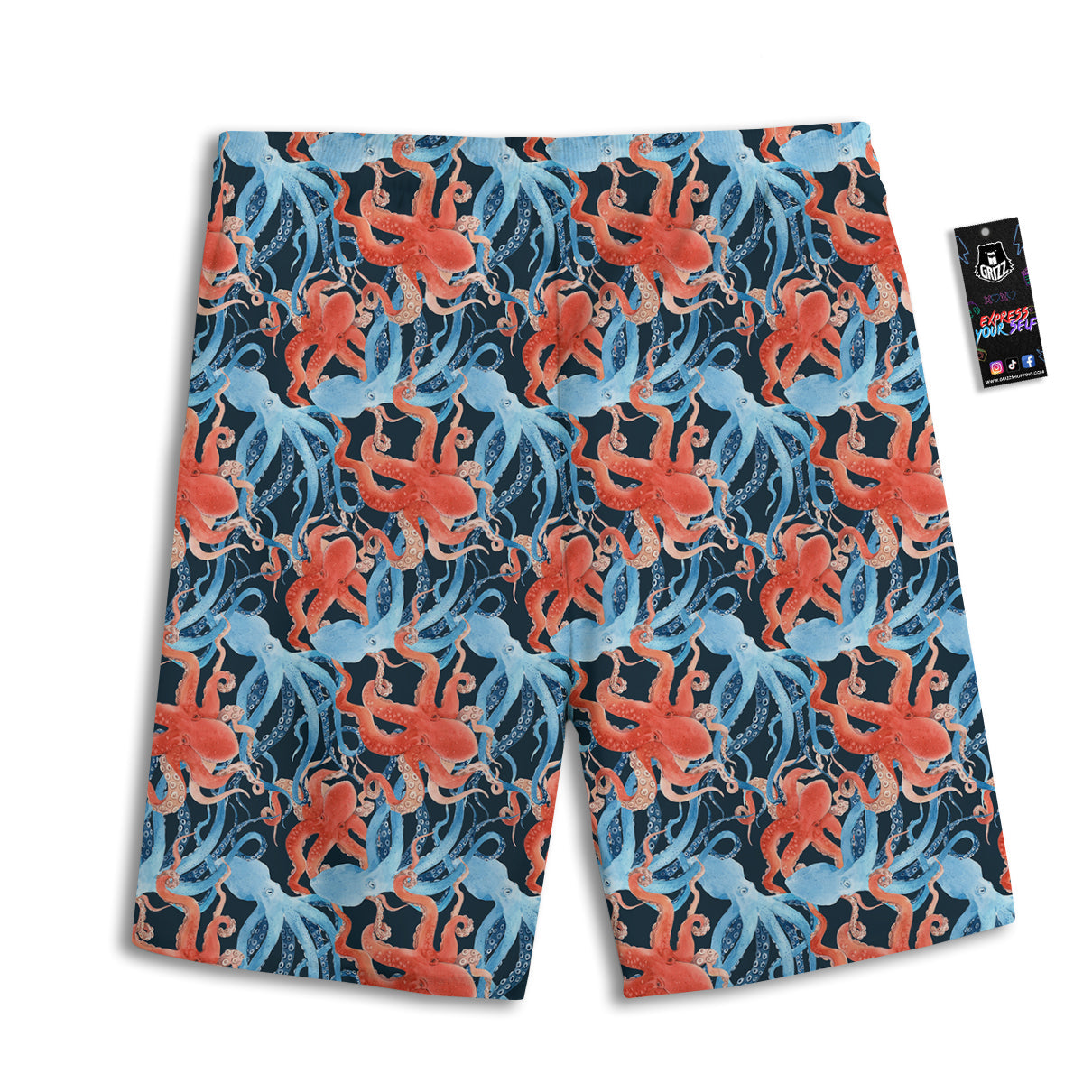 Octopus Watercolor Print Pattern Men's Athletic Shorts