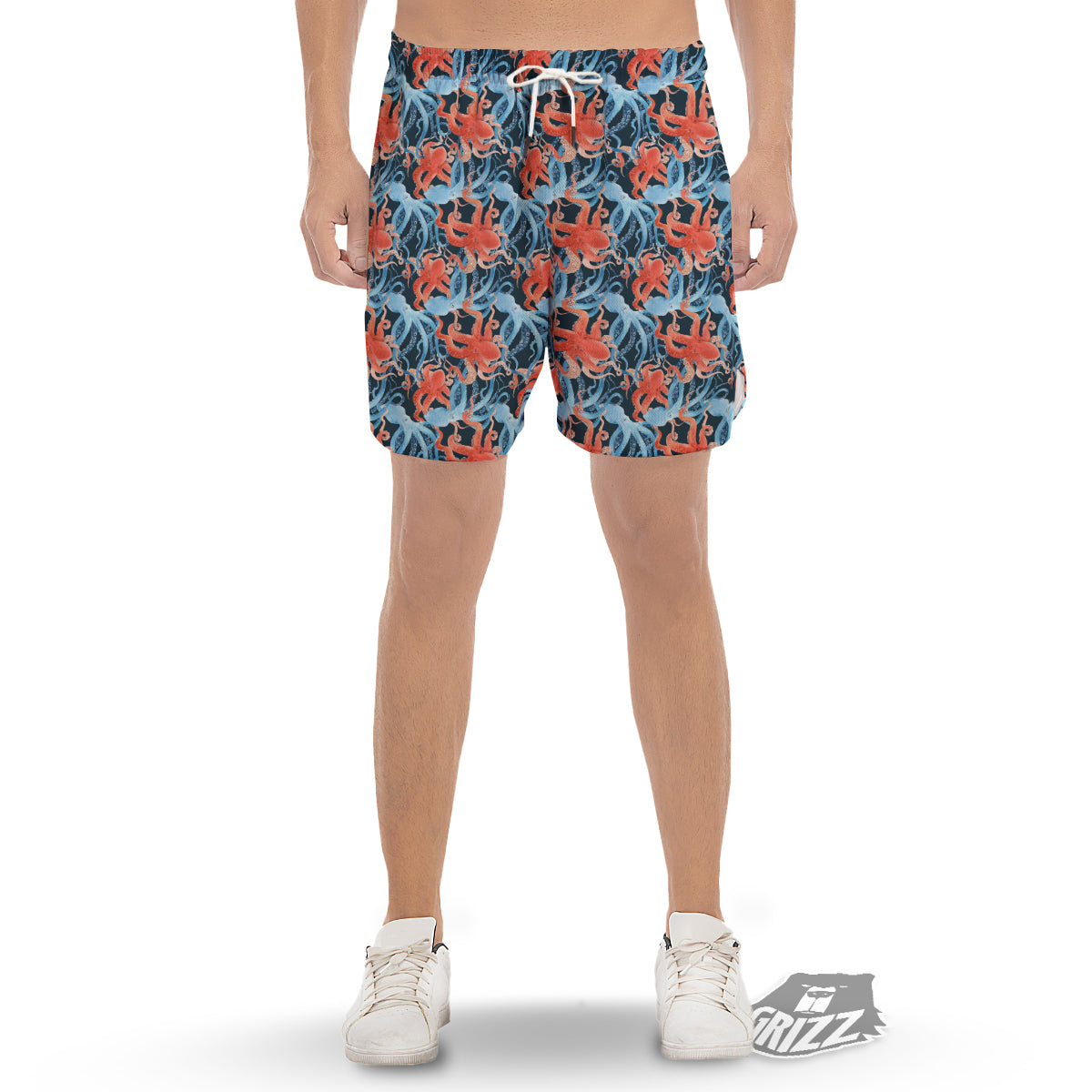 Octopus Watercolor Print Pattern Men's Gym Shorts-grizzshop