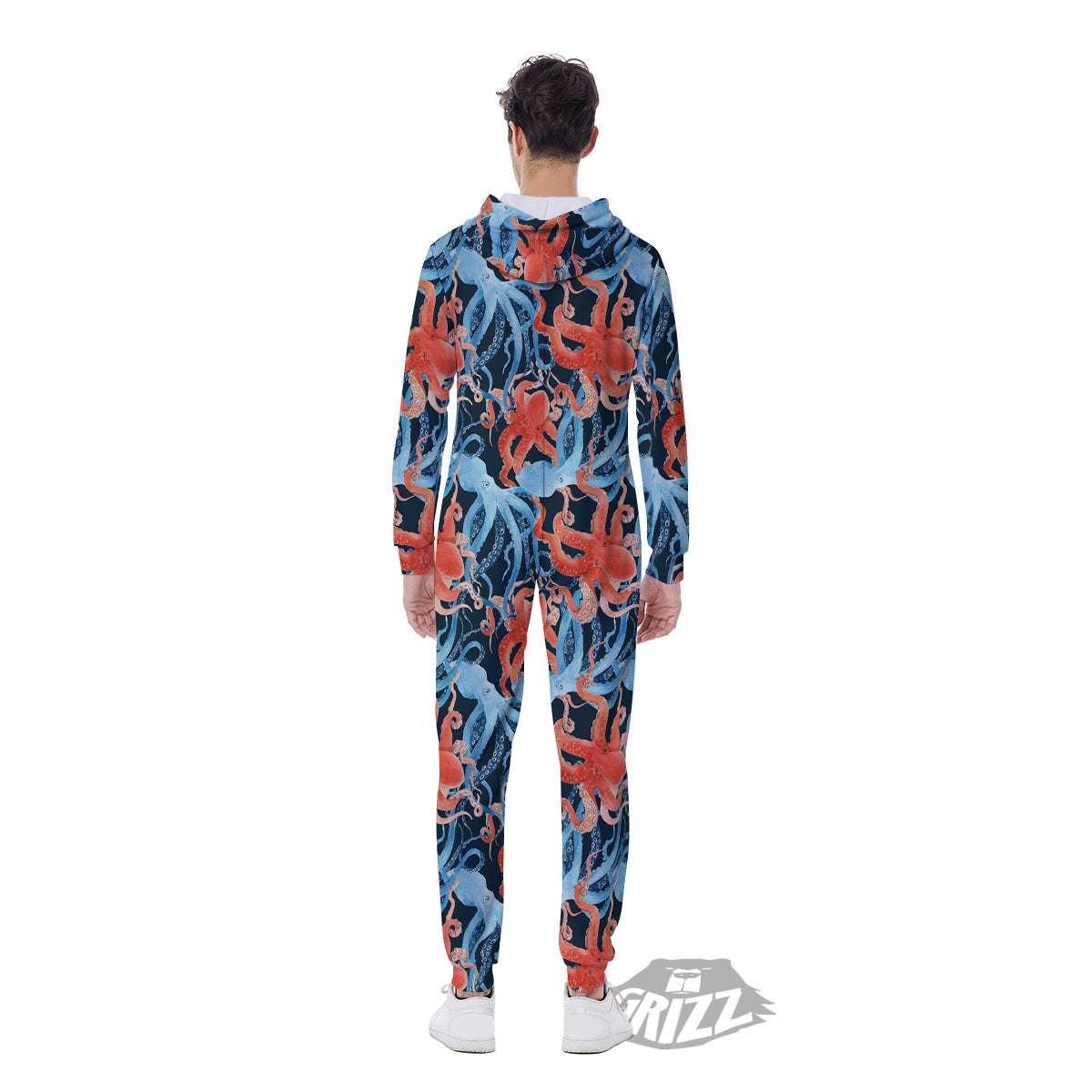 Octopus Watercolor Print Pattern Men's Jumpsuit-grizzshop