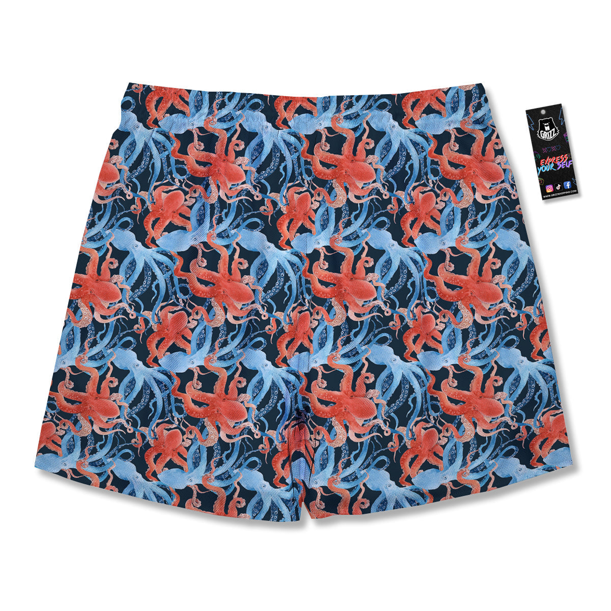 Octopus Watercolor Print Pattern Men's Running Shorts-grizzshop