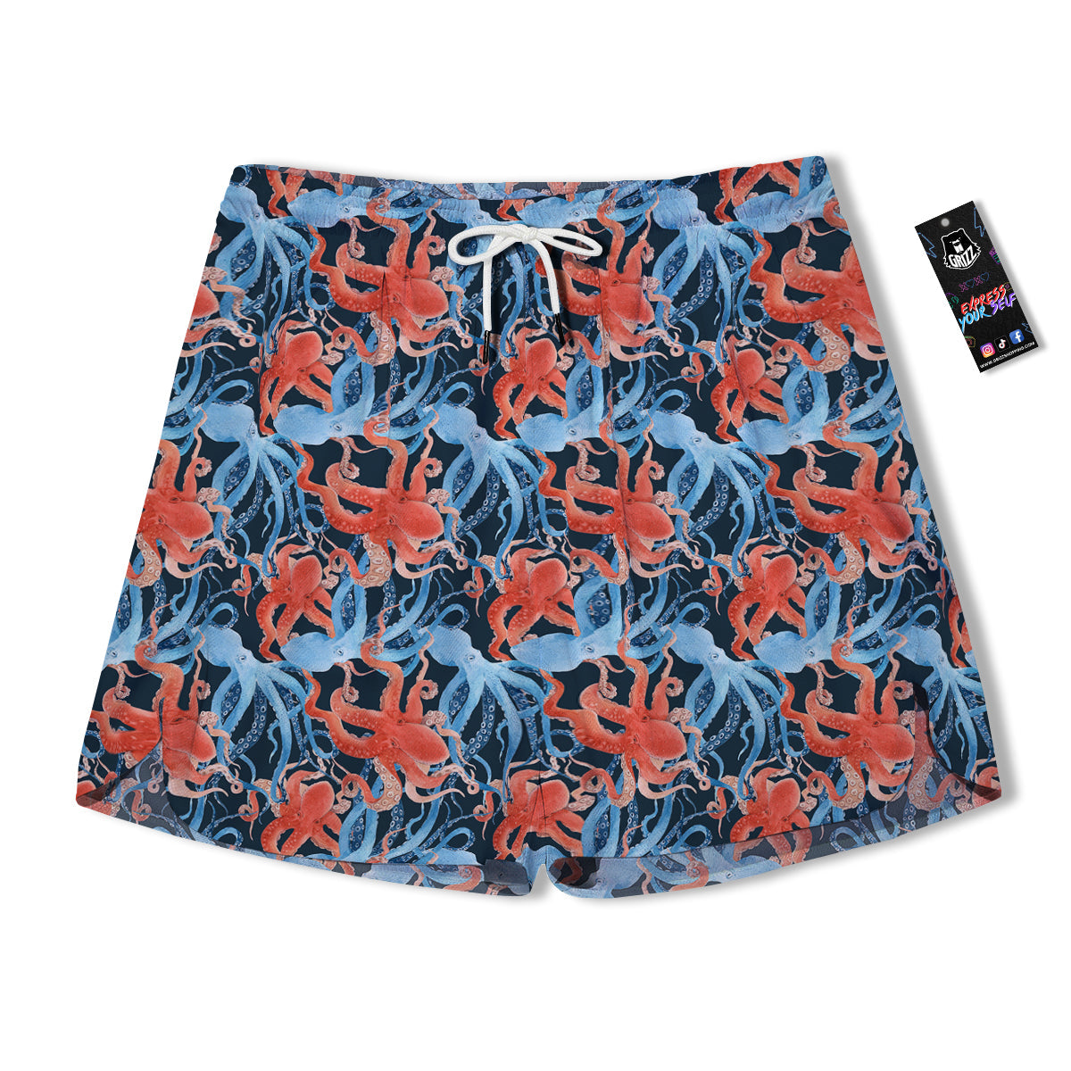 Octopus Watercolor Print Pattern Men's Running Shorts-grizzshop
