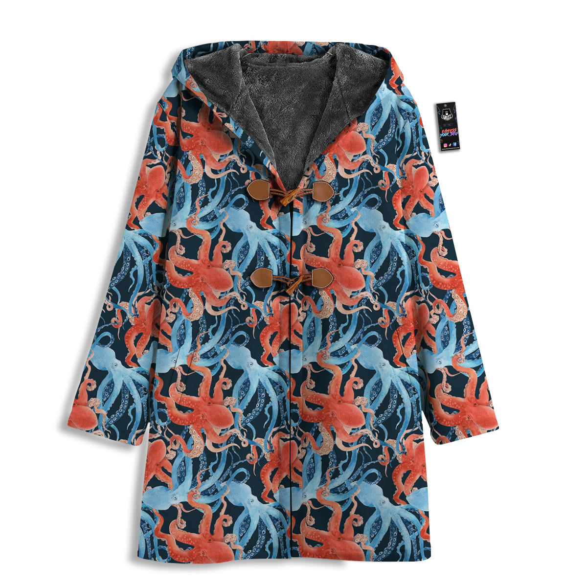 Octopus Watercolor Print Pattern Men's Windbreaker Jacket-grizzshop