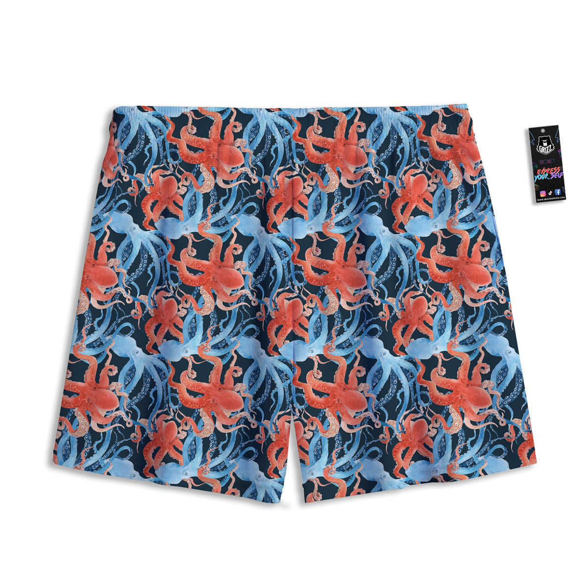 Octopus Watercolor Print Pattern Mesh Shorts