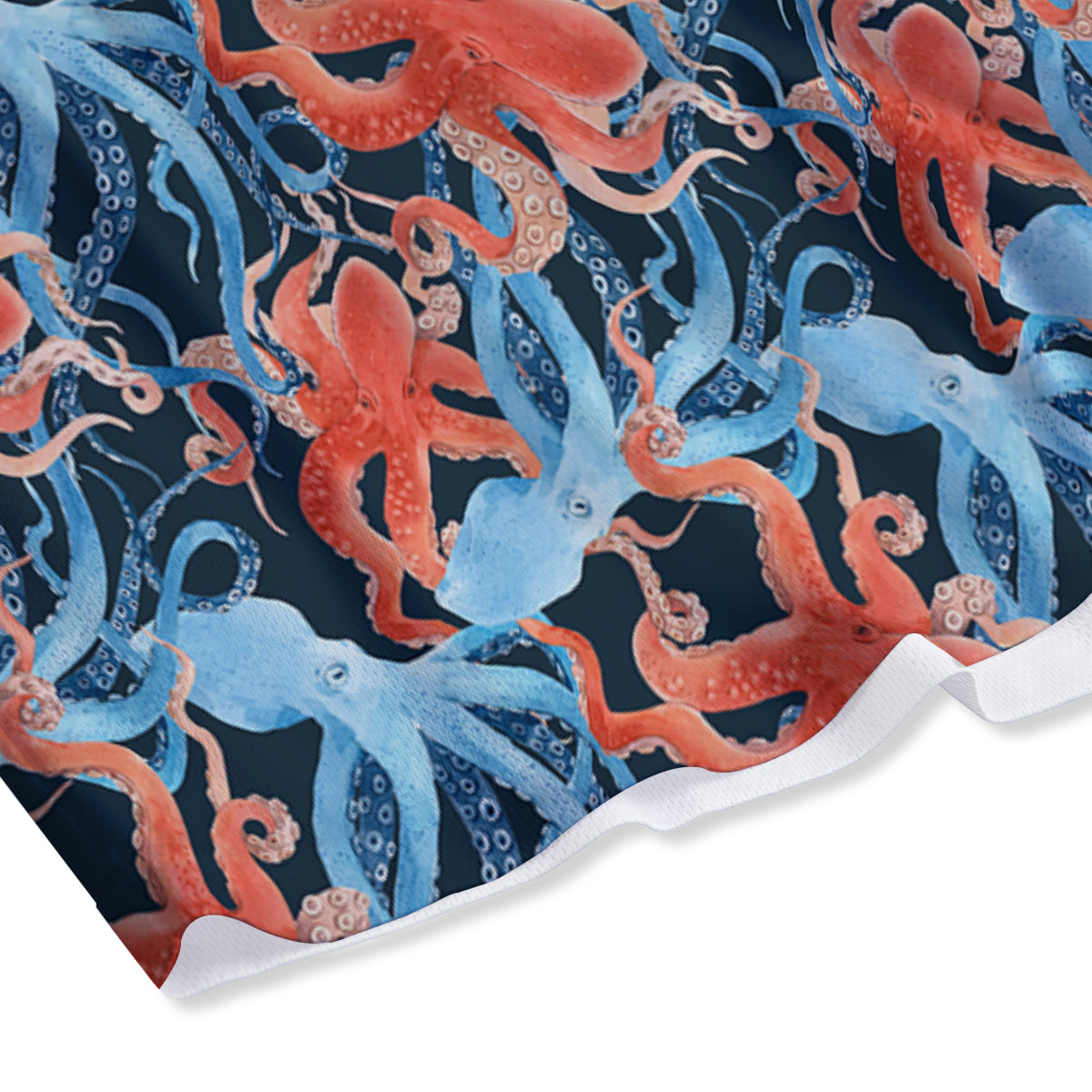 Octopus Watercolor Print Pattern Mesh Shorts