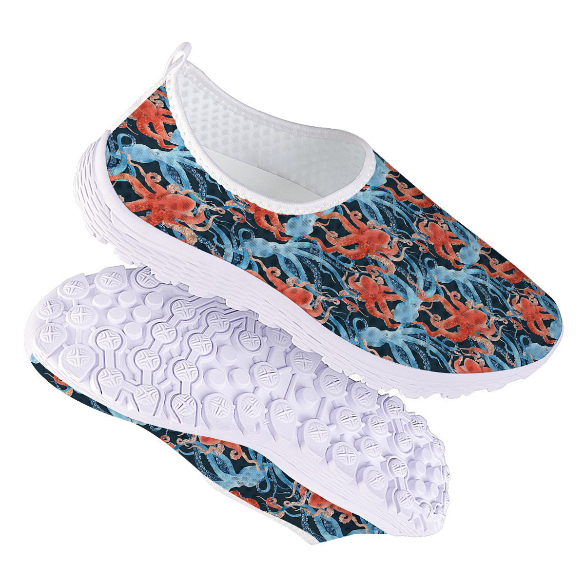 Octopus Watercolor Print Pattern Nurse Shoes-grizzshop