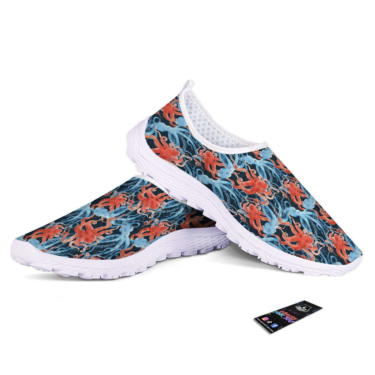 Octopus Watercolor Print Pattern Nurse Shoes-grizzshop