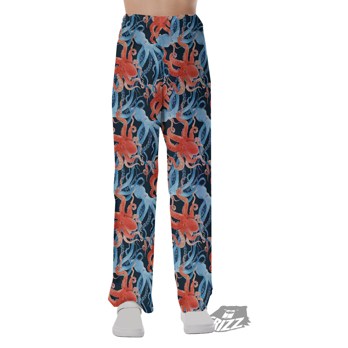 Octopus Watercolor Print Pattern Pajama Pants-grizzshop