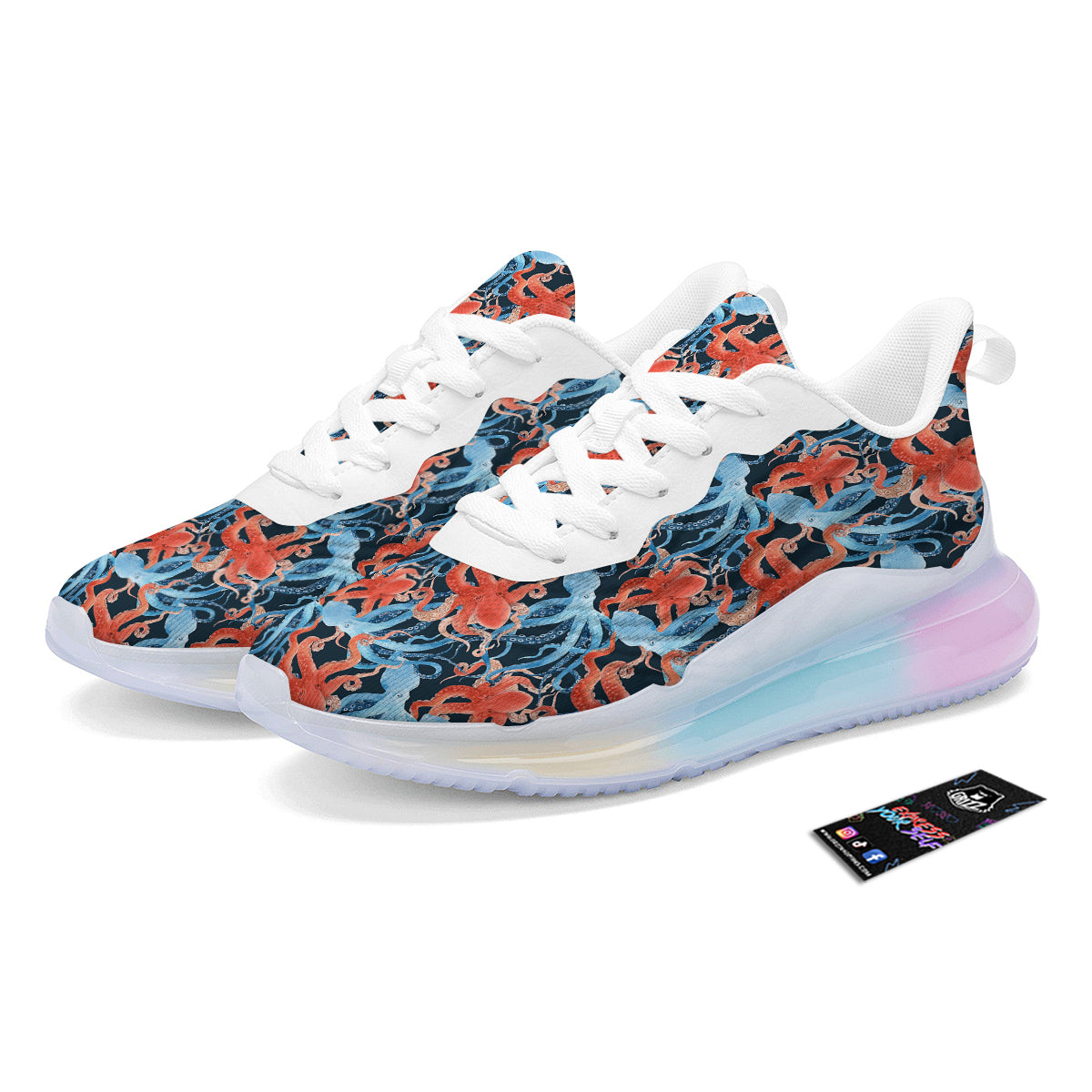 Octopus Watercolor Print Pattern Running Sneakers-grizzshop