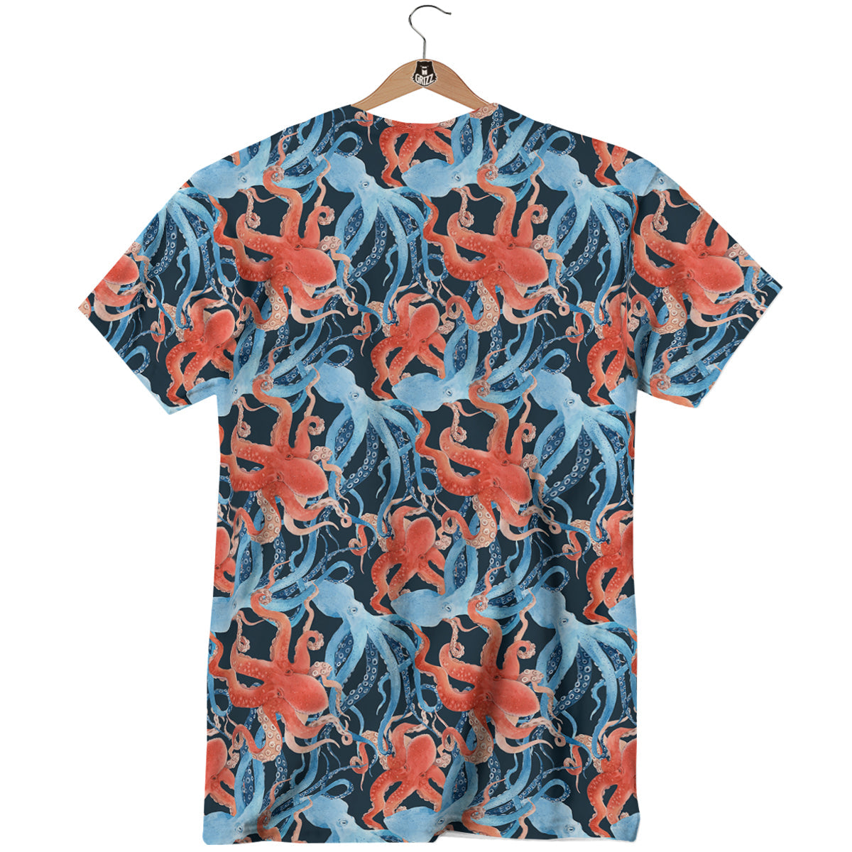Octopus Watercolor Print Pattern T-Shirt-grizzshop
