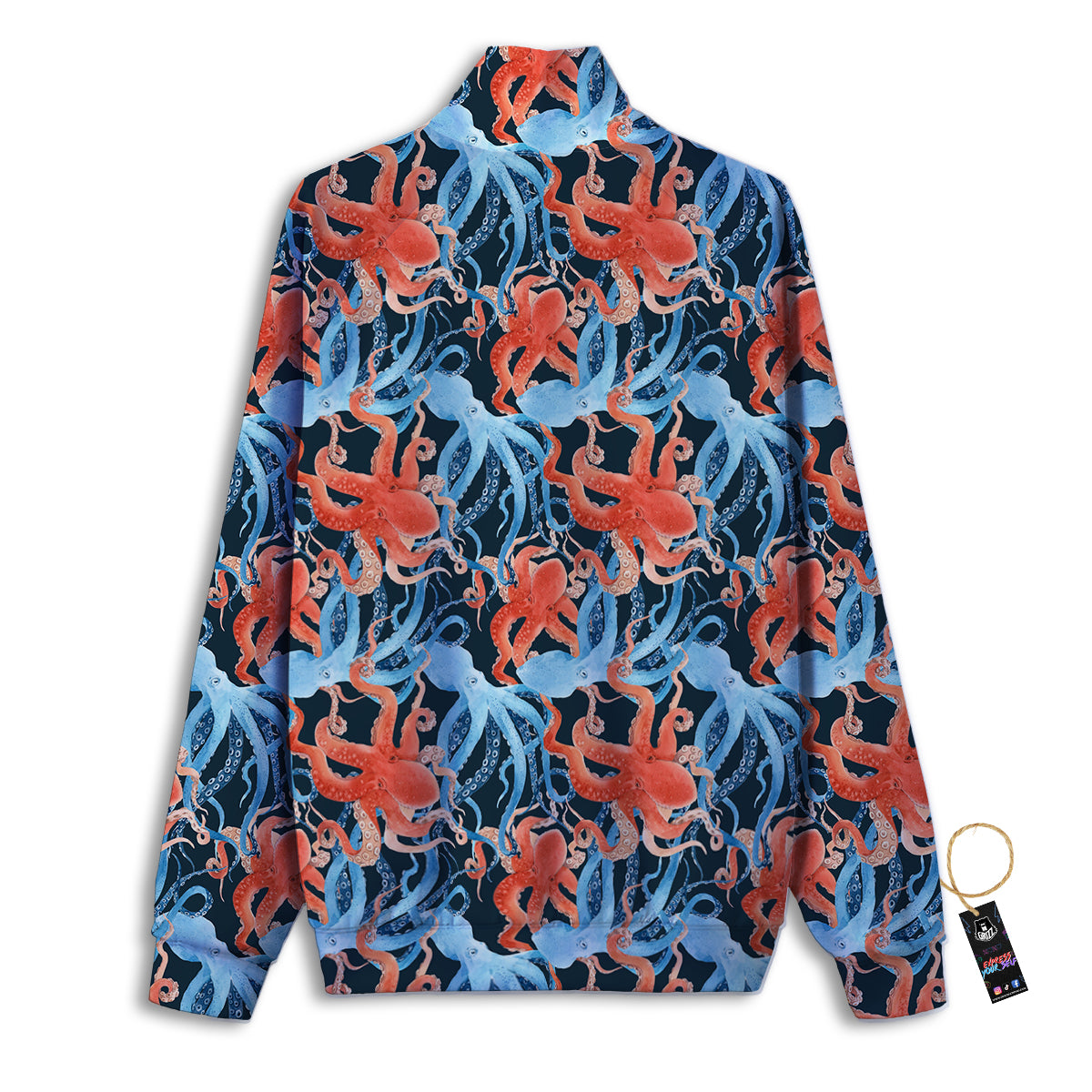 Octopus Watercolor Print Pattern Track Jacket-grizzshop
