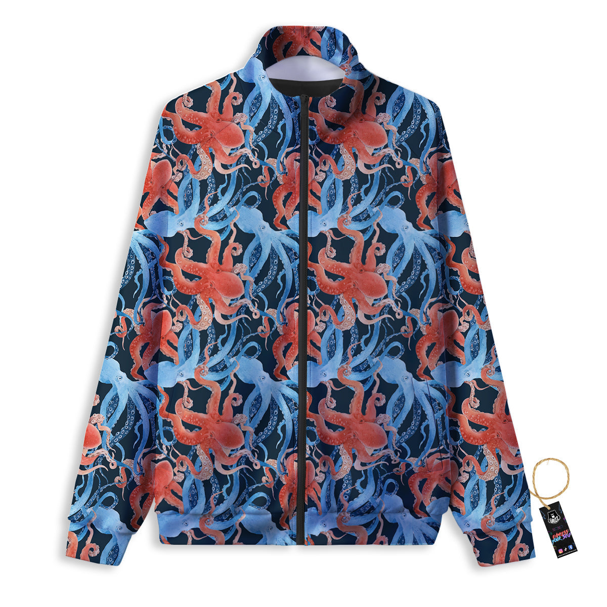 Octopus Watercolor Print Pattern Track Jacket-grizzshop