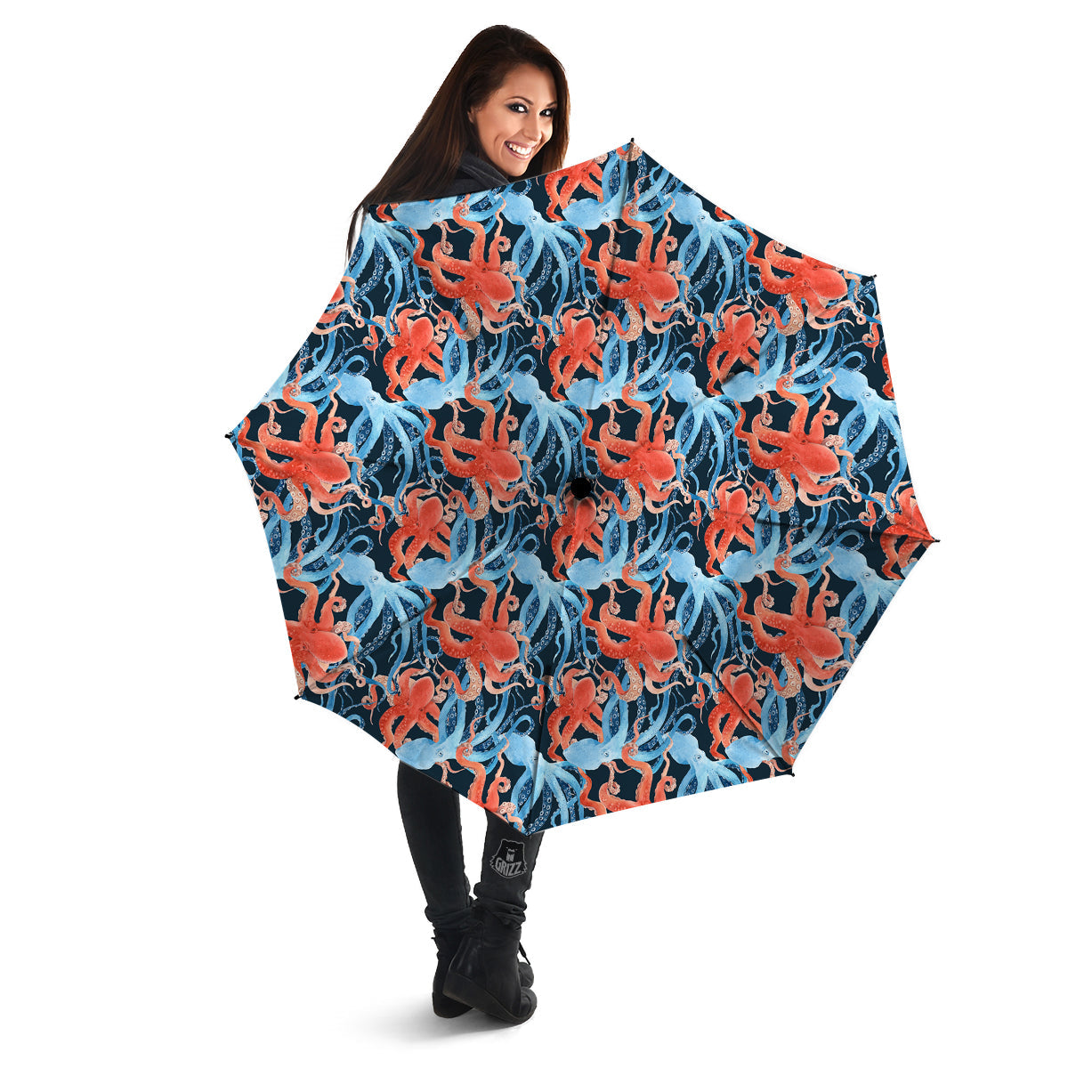 Octopus Watercolor Print Pattern Umbrella-grizzshop