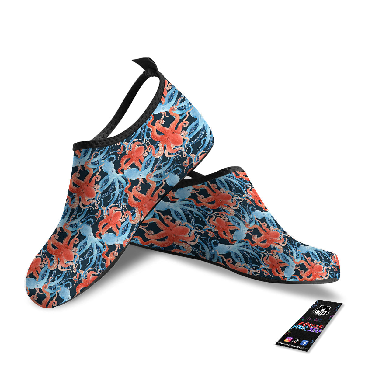 Octopus Watercolor Print Pattern Water Shoes-grizzshop