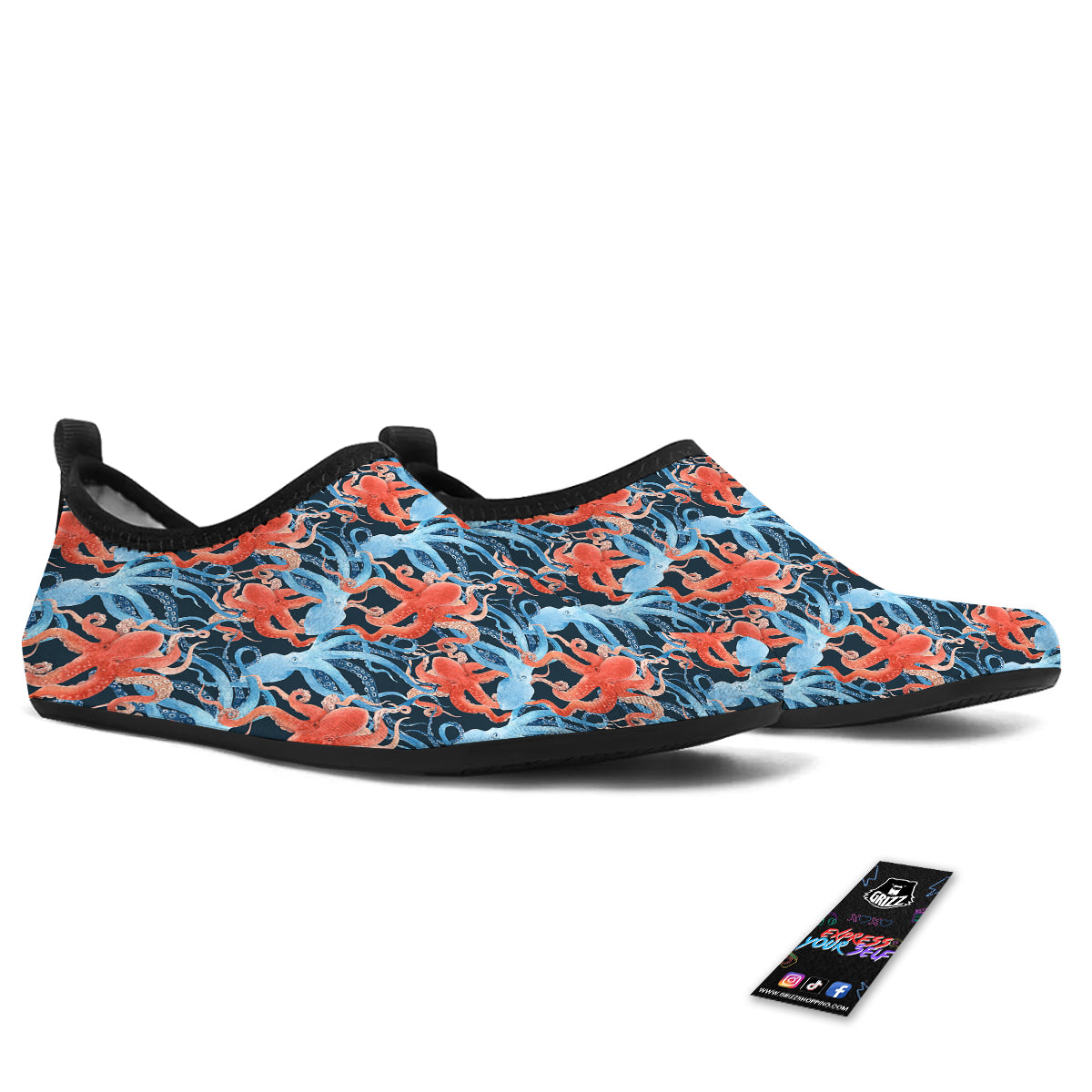 Octopus Watercolor Print Pattern Water Shoes-grizzshop