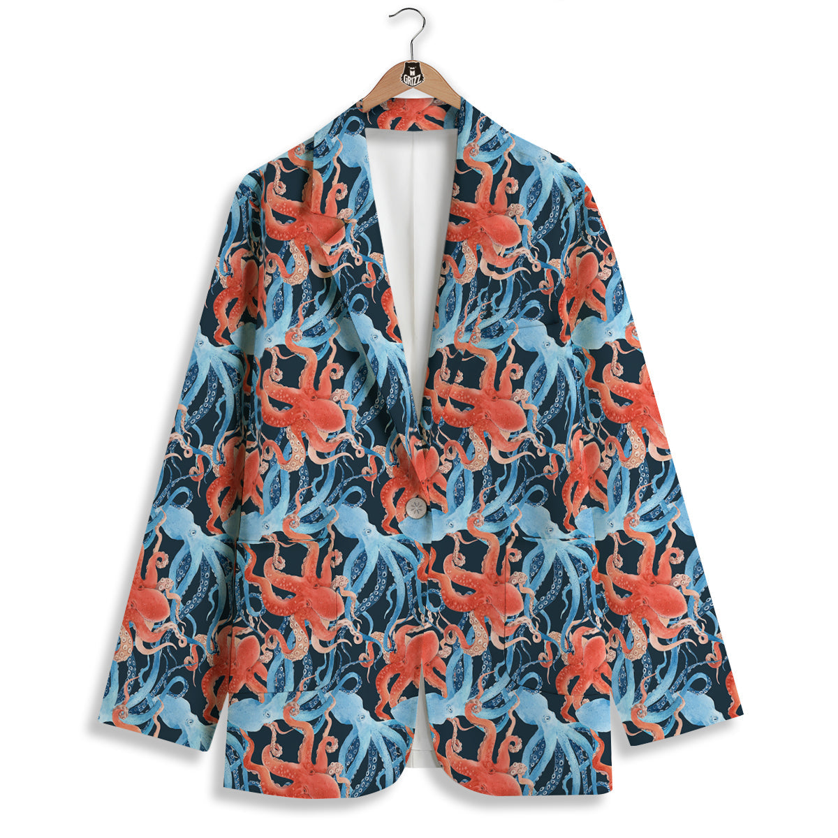 Octopus Watercolor Print Pattern Women's Blazer-grizzshop