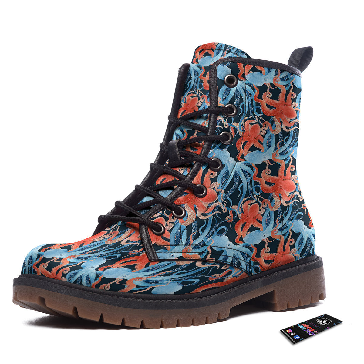 Octopus Watercolor Print Pattern Work Boots-grizzshop