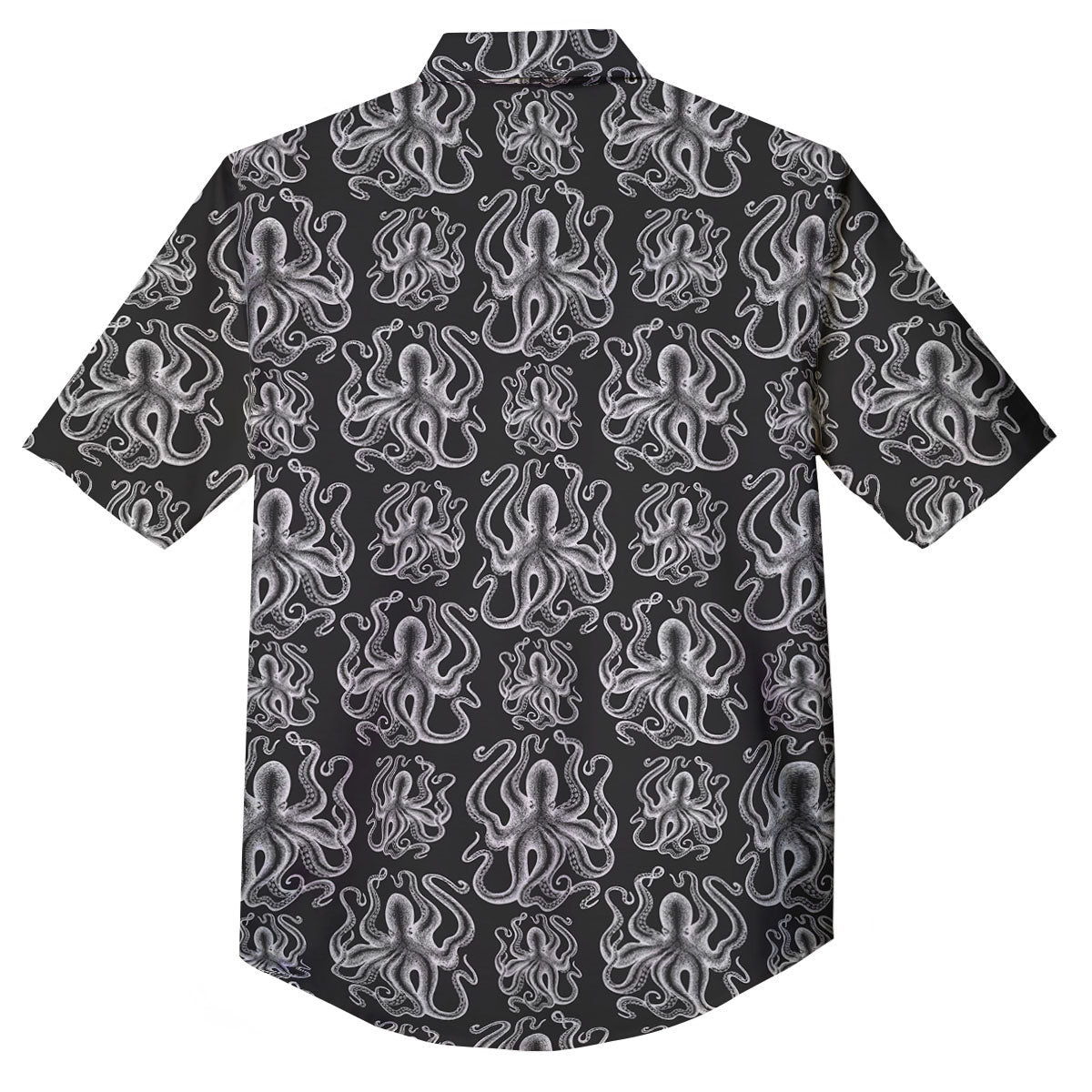Octopus White And Black Print Pattern Button Up Shirt-grizzshop