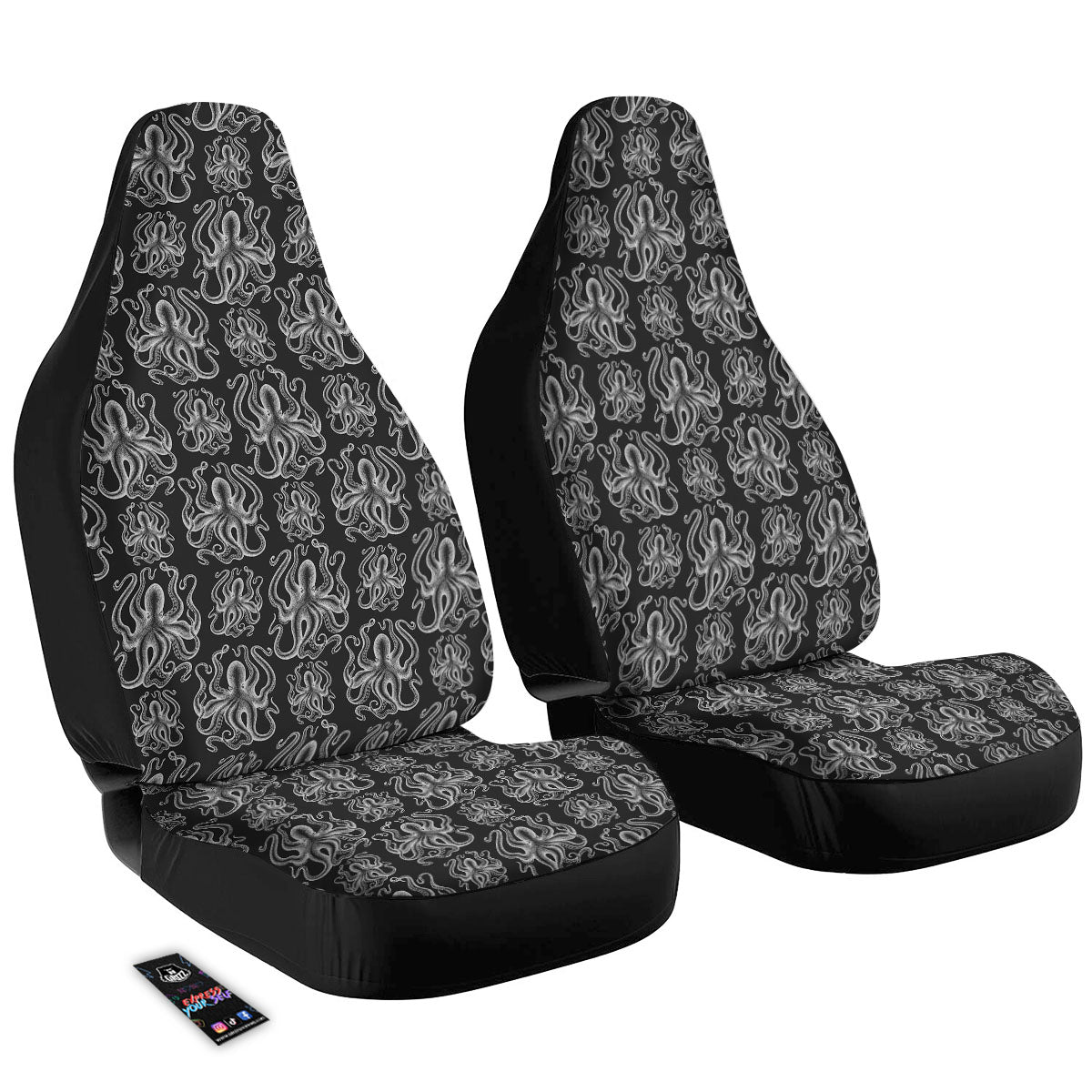 Octopus White And Black Print Pattern Car Seat Covers-grizzshop