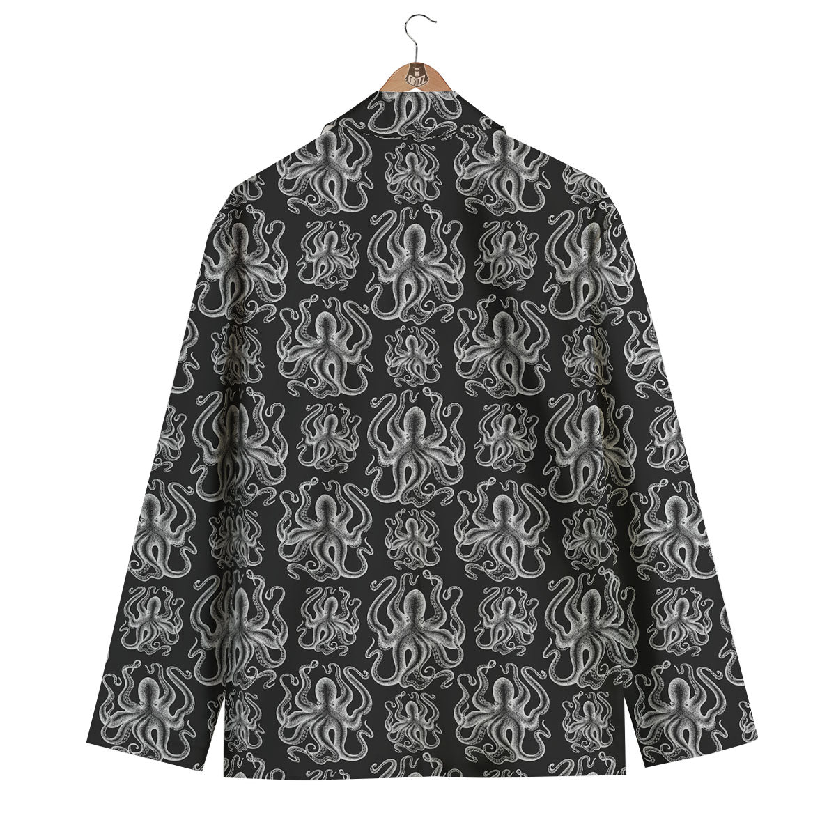 Octopus White And Black Print Pattern Men's Blazer-grizzshop