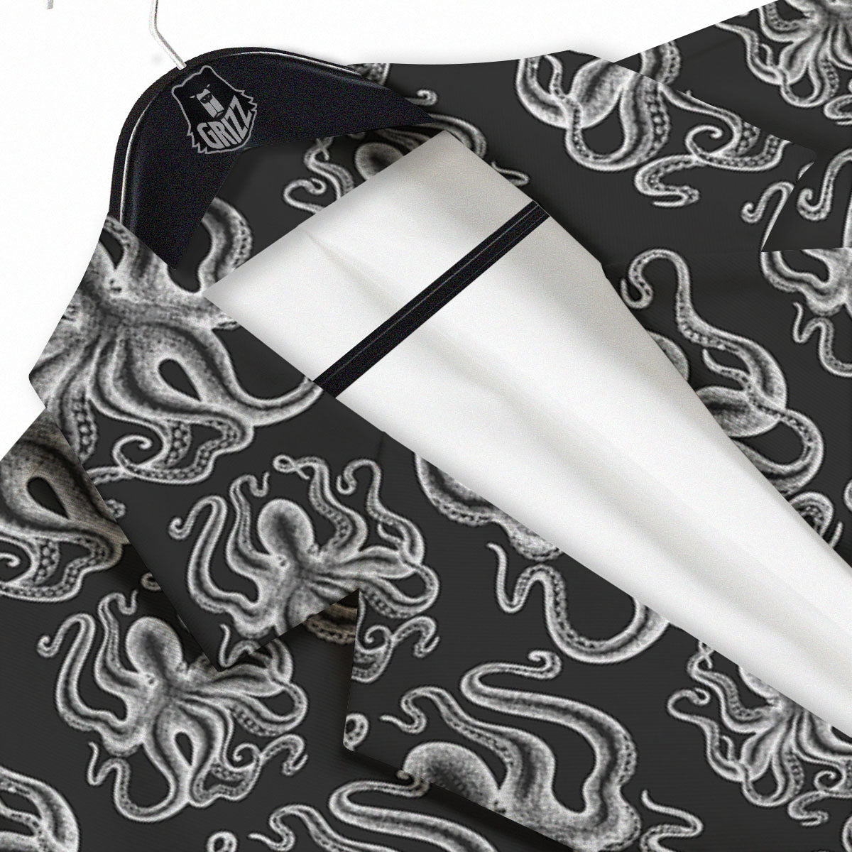 Octopus White And Black Print Pattern Men's Sport Coat-grizzshop