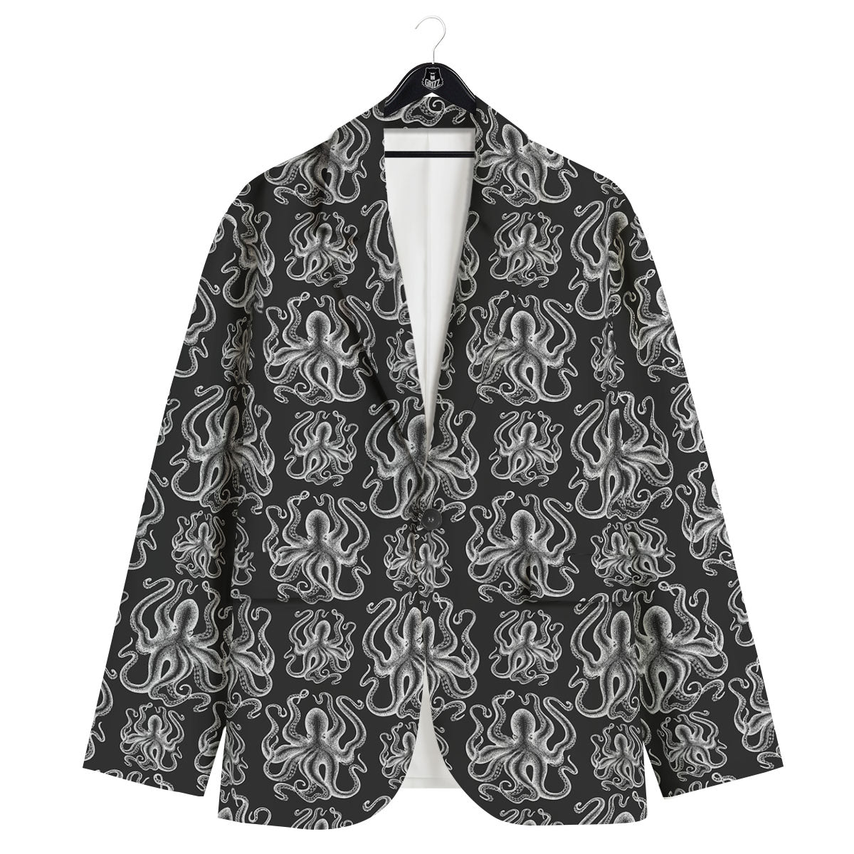 Octopus White And Black Print Pattern Men's Sport Coat-grizzshop