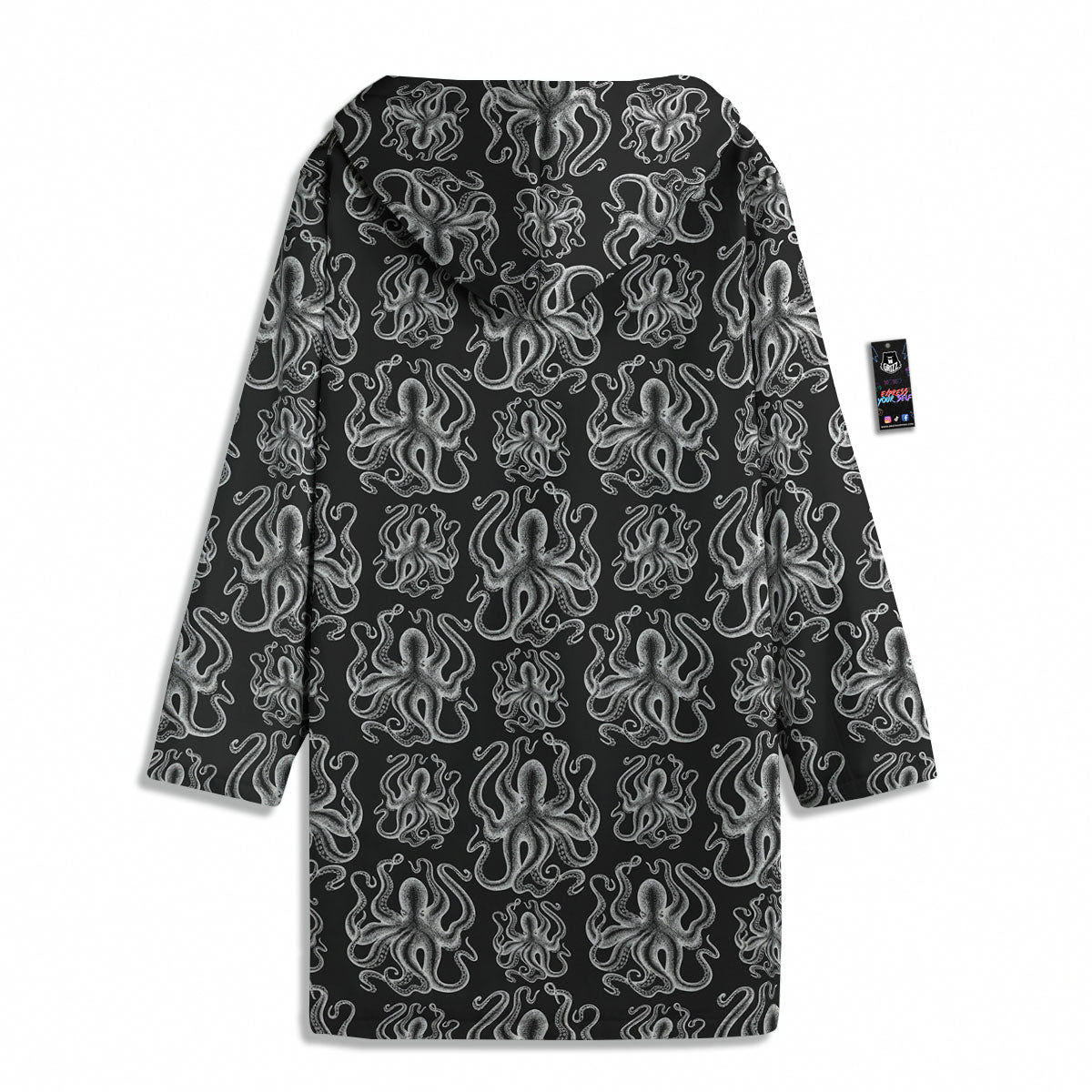 Octopus White And Black Print Pattern Men's Windbreaker Jacket-grizzshop