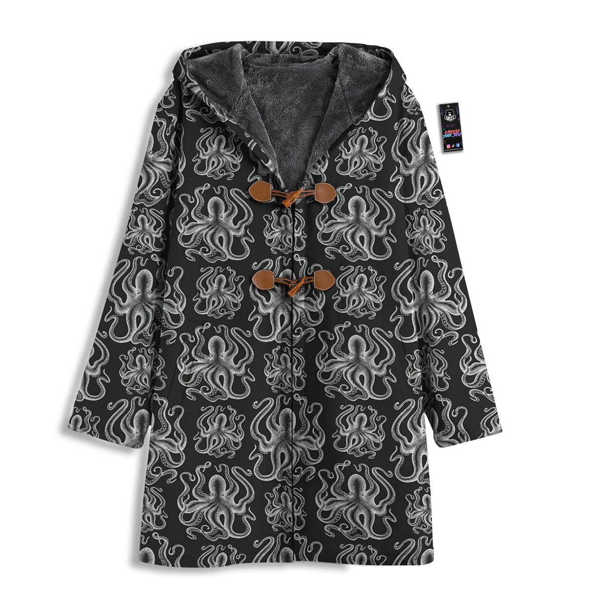 Octopus White And Black Print Pattern Men's Windbreaker Jacket-grizzshop