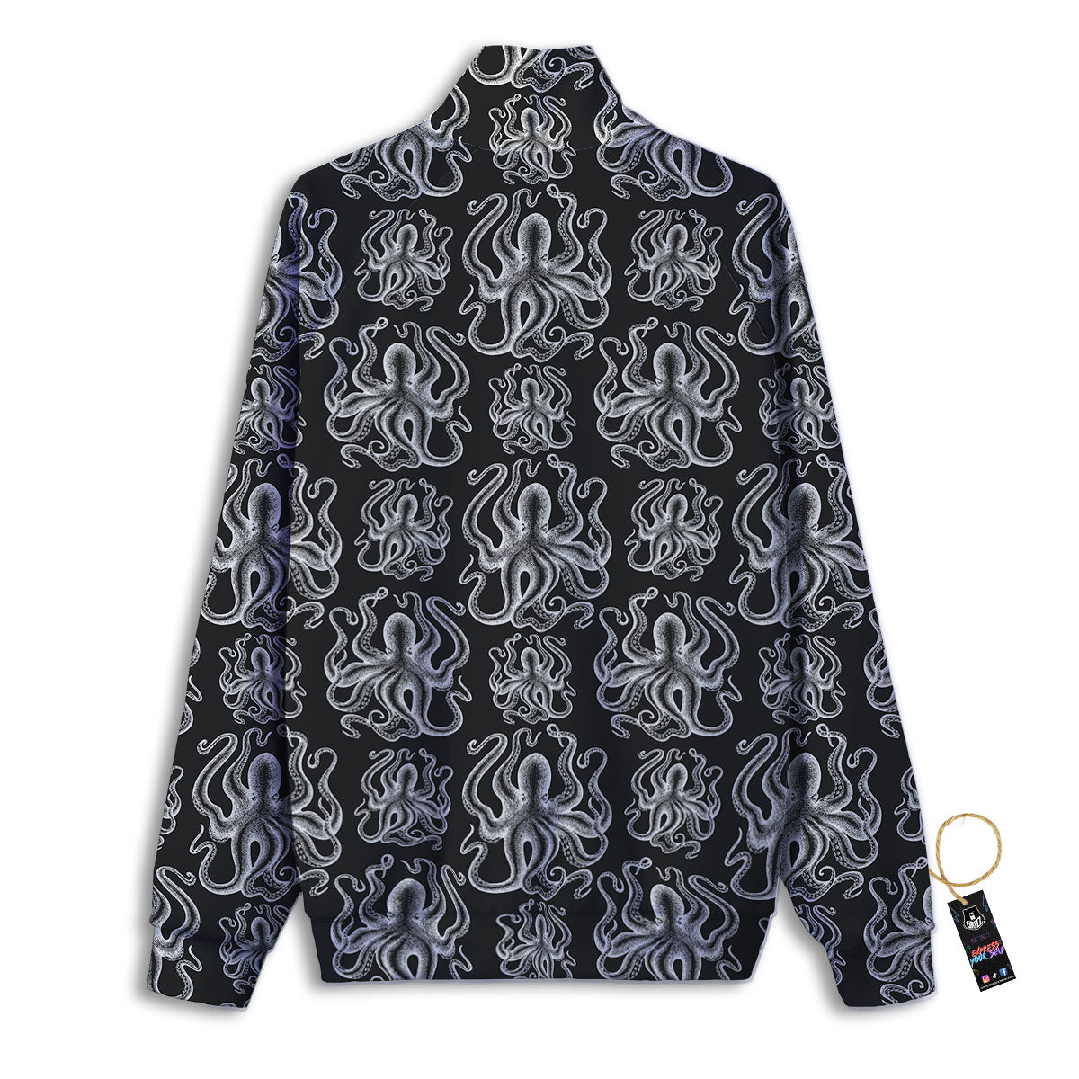 Octopus White And Black Print Pattern Track Jacket-grizzshop