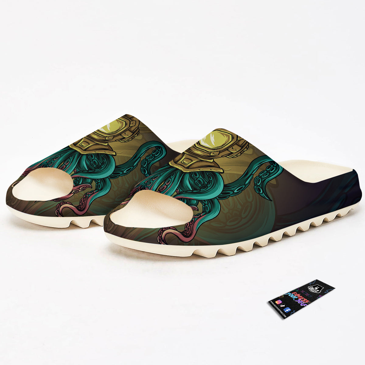 Octopus And Diving Helmet Print Sandals-grizzshop