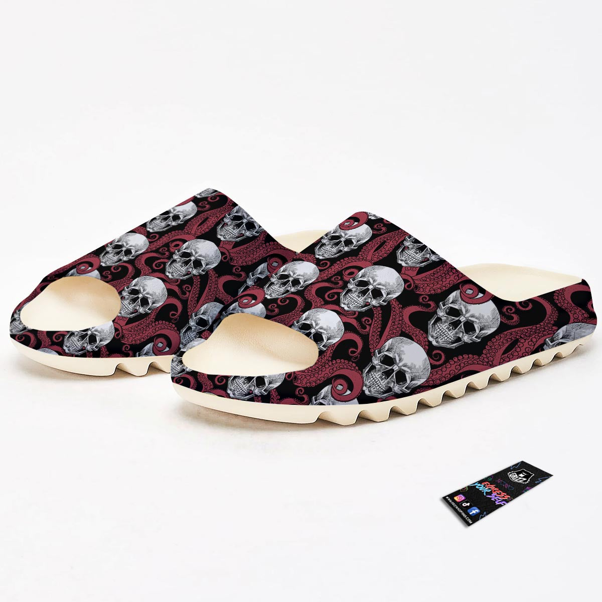 Octopus Skull Red Print Pattern Sandals-grizzshop