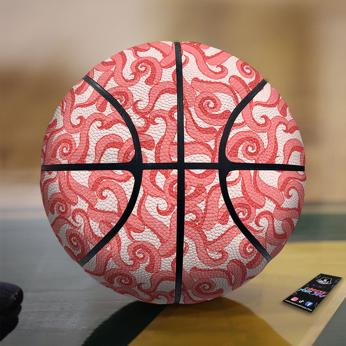 Orange White And Green Plaid Print Pattern Basketball