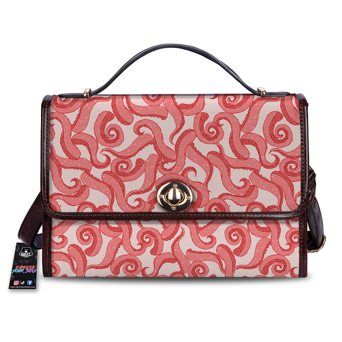 Octopus Tentacles Pink Print Pattern Women's Satchel Bag