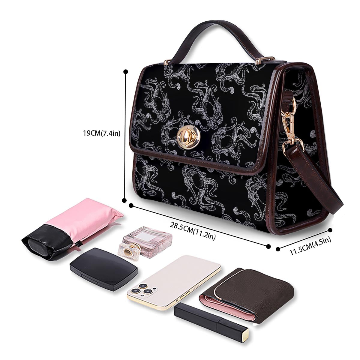 Octopus Tentacles Print Pattern Women's Satchel Bag